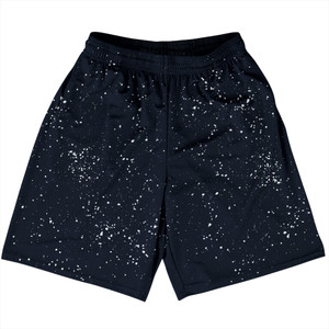 Splatter Basketball Practice Shorts Made In USA - Navy Blue Almost Black and White Splatter Basketball Practice Shorts Made In USA - Navy Blue Almost Black and White