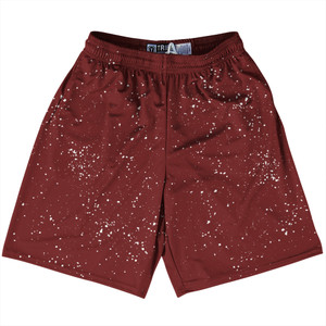 Splatter Lacrosse Shorts Made In USA - Red Maroon and White