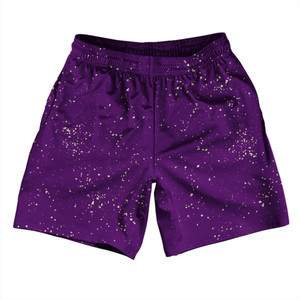 Splatter Athletic Running Fitness Exercise Shorts 7" Inseam Shorts Made In USA - Purple Medium and Vegas Gold Splatter Athletic Running Fitness Exercise Shorts 7" Inseam Shorts Made In USA - Purple Medium and Vegas Gold