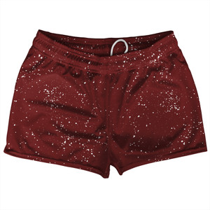 Splatter Shorty Short Gym Shorts 2.5" Inseam Made In USA - Red Maroon and White Splatter Shorty Short Gym Shorts 2.5" Inseam Made In USA - Red Maroon and White
