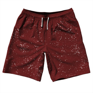 Splatter 10" Swim Shorts Made in USA - Red Maroon and White Splatter 10" Swim Shorts Made in USA - Red Maroon and White