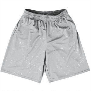 Splatter Basketball Practice Shorts Made In USA - Grey Medium and White Splatter Basketball Practice Shorts Made In USA - Grey Medium and White