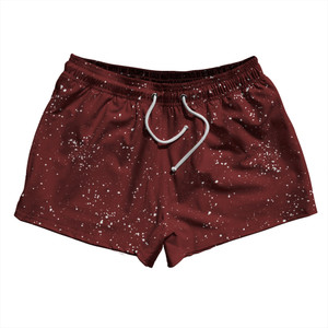 Splatter 2.5" Swim Shorts Made in USA - Red Maroon and White Splatter 2.5" Swim Shorts Made in USA - Red Maroon and White