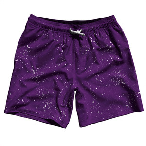 Splatter Swim Shorts 7" Made in USA - Purple Medium and White Splatter Swim Shorts 7" Made in USA - Purple Medium and White