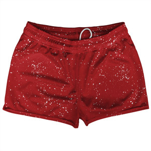 Splatter Shorty Short Gym Shorts 2.5" Inseam Made In USA - Red Dark and White Splatter Shorty Short Gym Shorts 2.5" Inseam Made In USA - Red Dark and White