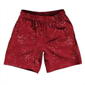 Splatter Athletic Running Fitness Exercise Shorts 7" Inseam Shorts Made In USA - Red Cardinal and White Splatter Athletic Running Fitness Exercise Shorts 7" Inseam Shorts Made In USA - Red Cardinal and White