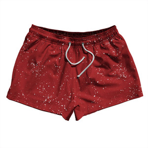 Splatter 2.5" Swim Shorts Made in USA - Red Dark and White Splatter 2.5" Swim Shorts Made in USA - Red Dark and White