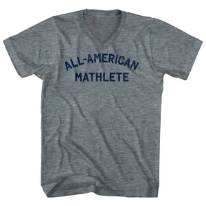 All-American Mathlete Adult Tri-Blend V-neck T-shirt - Athletic Grey