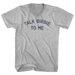 Talk Birdie To Me Adult Cotton V-neck T-shirt - Grey Heather