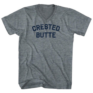 Crested Butte Adult Tri-Blend V-neck T-shirt - Athletic Grey
