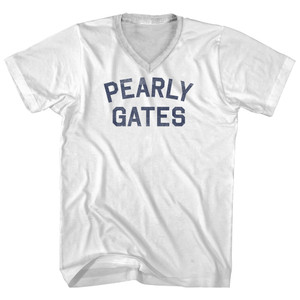 Pearly Gates Adult Cotton V-neck T-shirt - White