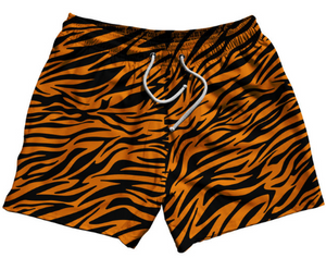 ADULT X-LARGE- New Tiger Patten 5" Swim Shorts Made in USA - Orange Black- Final Sale SXL3