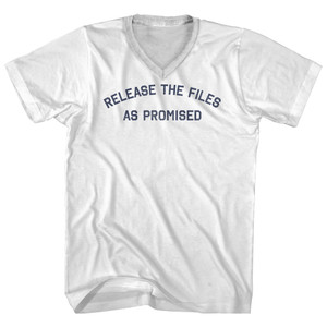 Release The Files as Promised Adult Cotton V-neck T-shirt - White