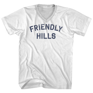 Friendly Hills Adult Cotton V-neck T-shirt - White