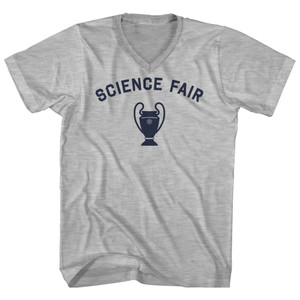 Science Fair Trophy Adult Cotton V-neck T-shirt - Grey Heather
