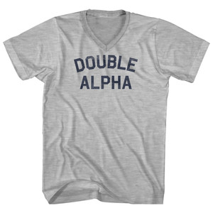 Double Alpha Adult Cotton V-neck T-shirt - Grey Heather