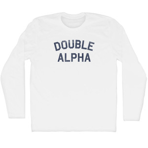 Double Alpha Adult Cotton Long Sleeve T-shirt - White