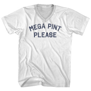 Mega Pint Please Adult Cotton V-neck T-shirt - White
