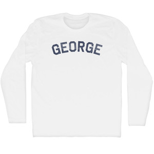 George Adult Cotton Long Sleeve T-shirt White