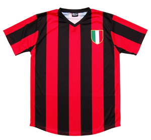 ADULT LARGE- Milan Retro Soccer Jersey Made In USA - Red Black- Final Sale J2