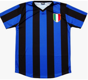 ADULT LARGE- Ultras Milan Retro Scudetto #10 Soccer ROYAL/BLACK Jersey- Final Sale J2