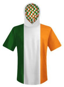 ADULT SMALL- LONG SLEEVE Ireland Country Flag Sports Hoodie - Green White Orange- Final Sale J2