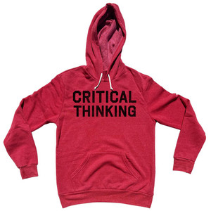 Critical Thinking Cotton-Poly Blend Hoodie - Red