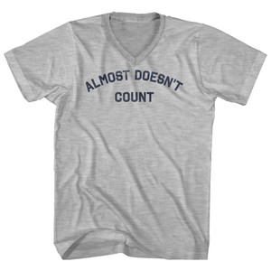 Almost Doesn't Count Adult Cotton V-neck T-shirt - Grey Heather