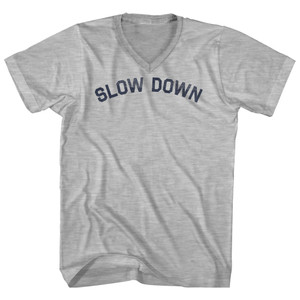 Slow Down Adult Cotton V-neck T-shirt - Grey Heather