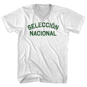 Seleccion  Nacional Hunter Green Text Adult Cotton V-neck T-shirt - White