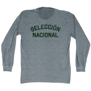 Seleccion  Nacional Hunter Green Text Adult Tri-Blend Long Sleeve T-shirt - Athletic Grey