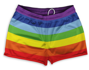 ADULT MEDIUM- Rainbow Shorty Short Gym Shorts 2.5"Inseam Made in USA - Rainbow- Final Sale ZT82