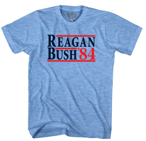 Adult Small - Reagan Bush 84 Adult Tri-Blend T-shirt - Athletic Blue - Final Sale Z7