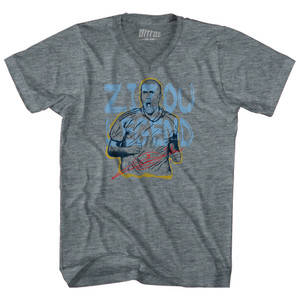Women Small - Zidane Celebration - V-Neck Athletic Gray - Tri-Blend - Final Sale Z481