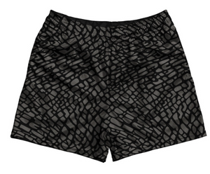 ADULT MEDIUM- Elephant Skin Pattern Rugby Gym Short 5 Inch Inseam With Pockets Made In USA - Black- Final Sale ZT44