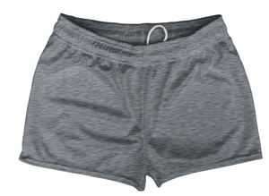 ADULT SMALL- Heathered Shorty Short Gym Shorts 2.5" Inseam Made In USA - Grey Dark- Final Sale ZT82