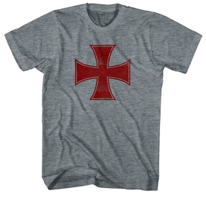 Adult Small - Crusader Cross Adult Tri-Blend T-shirt - Athletic Grey - Final Sale Z480