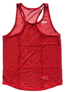 ADULT MEDIUM- Ultras Sheer Red Micro-Mesh Running Tank Top Racerback Track And Cross Country Singlet Jersey Made In USA - Red- Final Sale T2