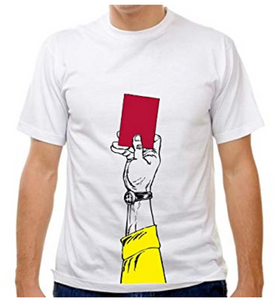 Adult Medium - Red Card Soccer White T-shirts - Final Sale [Line Medium]