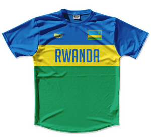ADULT MEDIUM- Ultras Rwanda Flag Finish Line Running Cross Country Track Shirt Made In USA - Green Blue- Final Sale J1