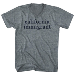 California Immigrant Rage Font Tri-Blend V-Neck Womens Junior Cut T-Shirt - Athletic Grey