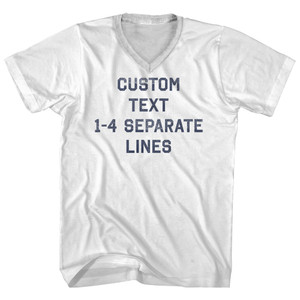 Custom Flat Text 1-4 Separate Lines Adult Cotton V-Neck T-Shirt - White
