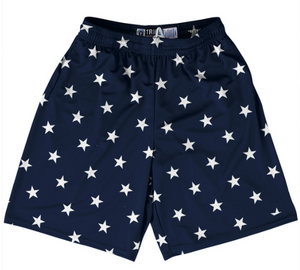 ADULT X-LARGE- Stars Lacrosse Shorts Made In USA - Navy- Final Sale ZT981