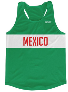 ADULT X-SMALL- Mexico Running Tank Top Racerback Track and Cross Country Singlet Jersey Made In USA - Green- Final Sale T2
