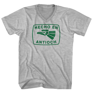 Hecho En Antioch Eagle Adult Cotton V-neck T-shirt - Grey Heather