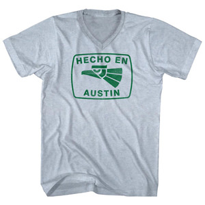 Hecho En Austin Eagle Adult Tri-Blend V-neck T-shirt - Athletic White
