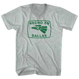 Hecho En Dallas Eagle Adult Tri-Blend V-neck T-shirt - Athletic Cool Grey