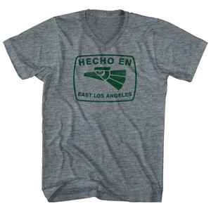 Hecho En East Los Angeles Eagle Tri-Blend V-neck Womens Junior Cut T-shirt - Athletic Grey