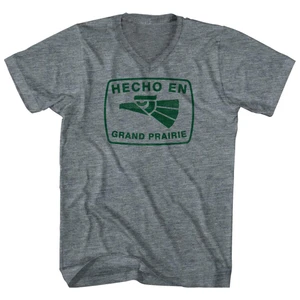 Hecho En Grand Prairie Eagle Tri-Blend V-neck Womens Junior Cut T-shirt - Athletic Grey