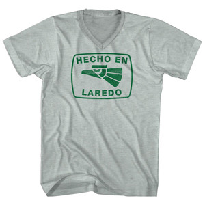 Hecho En Laredo Eagle Adult Tri-Blend V-neck T-shirt - Athletic Cool Grey